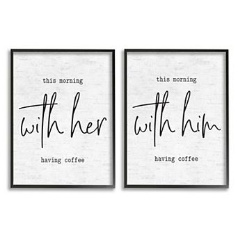 Stupell Home Decor This Morning With Him and Her Romantic Framed Wall Art 2 pc Set