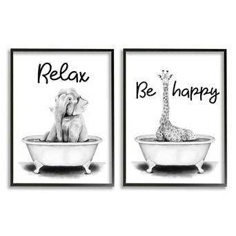 Stupell Home Decor Be Happy and Relax Framed Wall Art