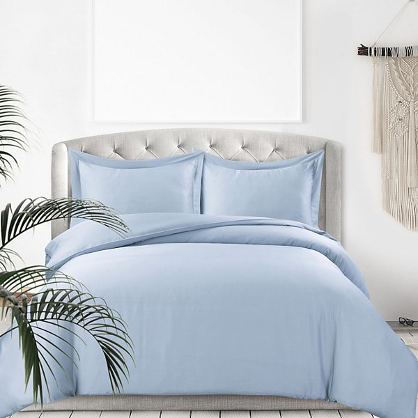 Tribeca Living 300 Thread Count Rayon, Periwinkle Blue Duvet Cover