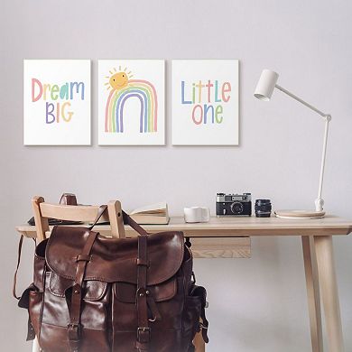 Stupell Home Decor Dream Big Little One Happy Sun Rainbow Illustration Wall Art