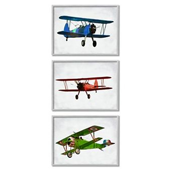 Stupell Home Decor Retro Planes at Flight Aircraft Pilots Colorful Transportation Wall Art