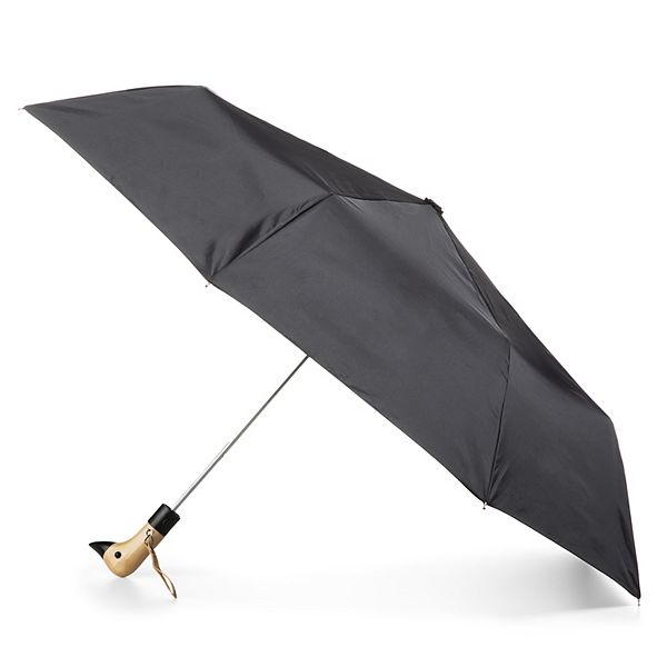 totes Automatic Water Resistant 3-Section Wooden Duck Handle Umbrella