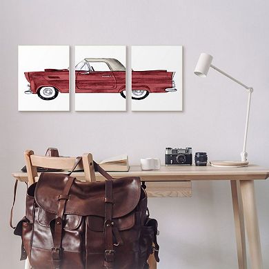 Stupell Home Decor Vintage Red Convertible Drawing Classic Automobile Car Wall Art