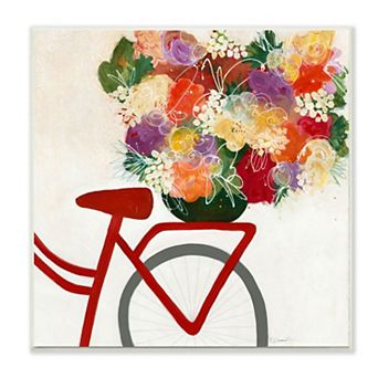 Stupell Home Decor Bicycle Seat Floral Bouquet Whimsical Flower Lines Wall Art