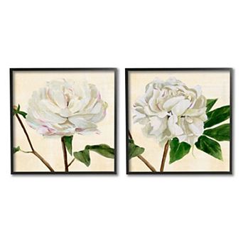 Stupell Home Decor White Peonies Framed Wall Art 2 pc Set