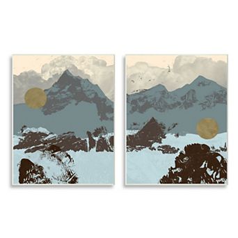 Stupell Home Decor Mountain Range Plaque Wall Art 2 pc Set