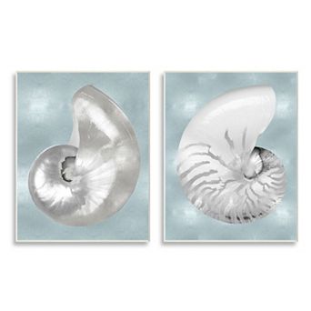 Stupell Home Decor Minimal Nautilus Shell Plaque Wall Art 2 pc Set