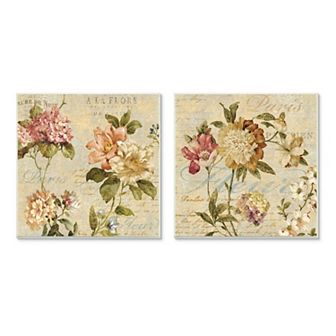 Stupell Home Decor Vintage French Floral Painting Plaque Wall Art 2 pc Set