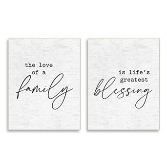 Stupell Home Decor Love of Family is Life's Greatest Blessing Plaque Wall Art 2 pc Set