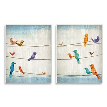 Stupell Home Decor Song Birds on the Line Plaque Wall Art 2 pc Set