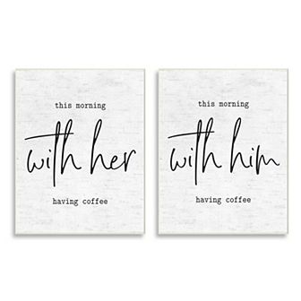Stupell Home Decor This Morning With Him and Her Plaque Wall Art 2 pc Set