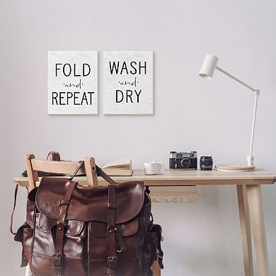 Stupell Home Decor Laundry Fold Repeat Wash Dry Plaque Wall Art 2-piece Set
