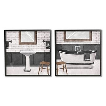 Stupell Home Decor Modern Country Bathroom Framed Wall Art 2 pc Set