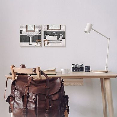 Stupell Home Decor Modern Country Bathroom Plaque Wall Art 2-piece Set