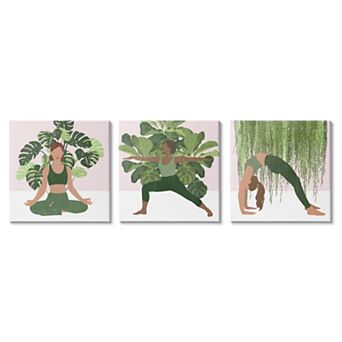 Stupell Home Decor Yoga Poses Canvas Wall Art 3 pc Set