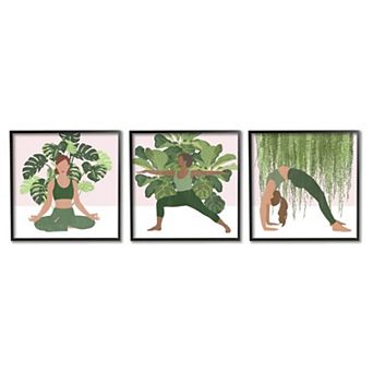 Stupell Home Decor Yoga Poses Framed Wall Art 3 pc Set