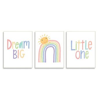 Stupell Home Decor Dream Big Little One Happy Sun Rainbow Illustration Wall Art