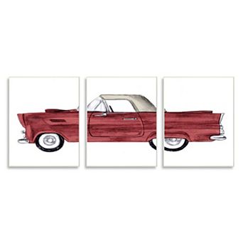 Stupell Home Decor Vintage Red Convertible Drawing Classic Automobile Car Wall Art