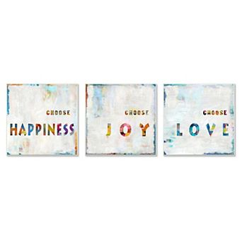 Stupell Home Decor Choose Happiness Joy and Love Colorful Inspirational Phrase Plaque Wall Art