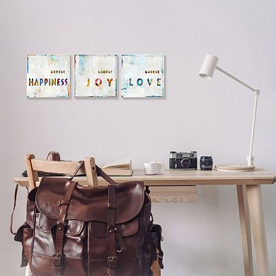 Stupell Home Decor Choose Happiness Joy and Love Colorful Inspirational Phrase Wall Art