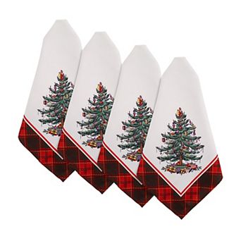Spode Christmas Tree Tartan Dinner Napkin 4 pk