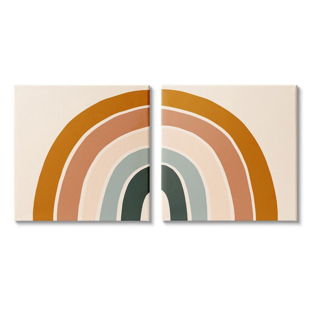 Stupell Home Decor Symmetrical Warm Earth Tone Rainbow Canvas Wall Art ...
