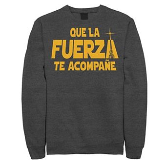 Men's Star Wars Que La Fuerza Te Acompane Yellow Text Sweatshirt
