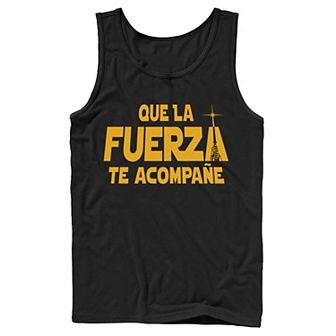 Men's Star Wars Que La Fuerza Te Acompane Yellow Text Tank Top