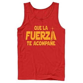 Men's Star Wars Que La Fuerza Te Acompane Yellow Text Tank Top