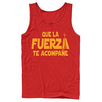 Men's Star Wars Que La Fuerza Te Acompane Yellow Text Tank Top