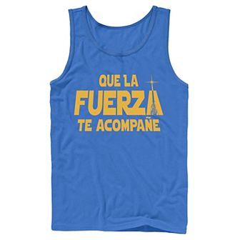 Men's Star Wars Que La Fuerza Te Acompane Yellow Text Tank Top