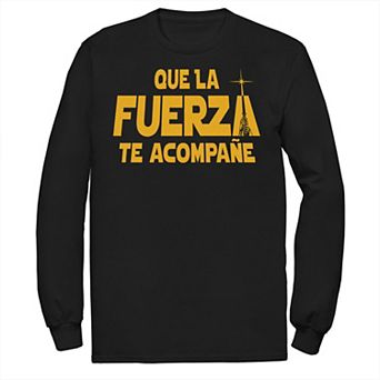 Men's Star Wars Que La Fuerza Te Acompane Yellow Text Tee