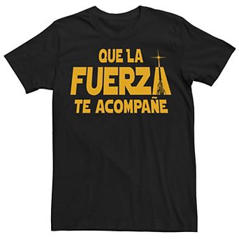 Men's Star Wars Que La Fuerza Te Acompane Yellow Text Tee
