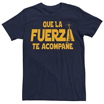 Men's Star Wars Que La Fuerza Te Acompane Yellow Text Tee