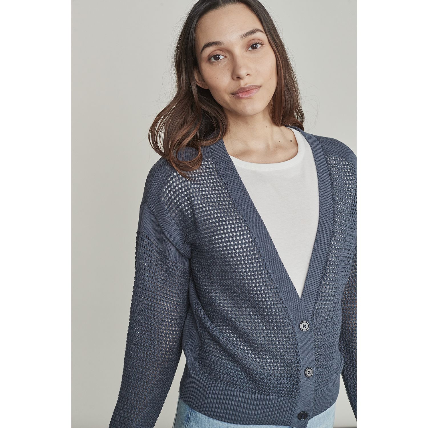 grey v neck cardigan women's
