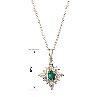 18k Gold Over Silver Lab-Created Emerald & Lab-Created White Sapphire Cluster Pendant & Earring Set