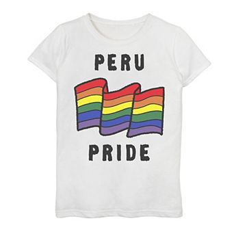 Girls 7-16 Peru Sketched Flag Graphic Tee