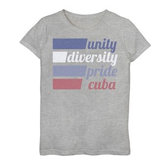 Girls 7-16 Unity, Diversity, Pride, Cuba Graphic Tee
