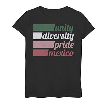 Girls 7-16 Unity, Diversity, Pride, Mexico Graphic Tee