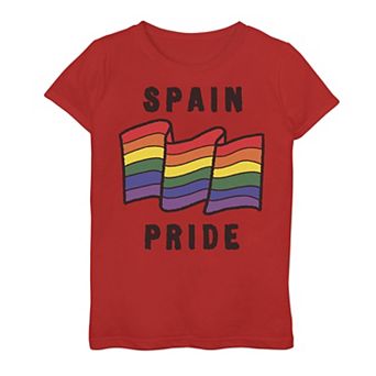 Girls 7-16 Spain Sketched Flag Graphic Tee