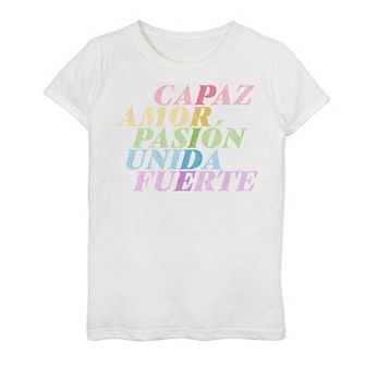 Girls 7-16 Capaz, Amor, Pasion, Unida, Fuerte Graphic Tee