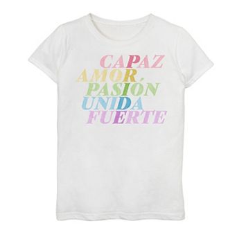 Girls 7-16 Capaz, Amor, Pasion, Unida, Fuerte Graphic Tee