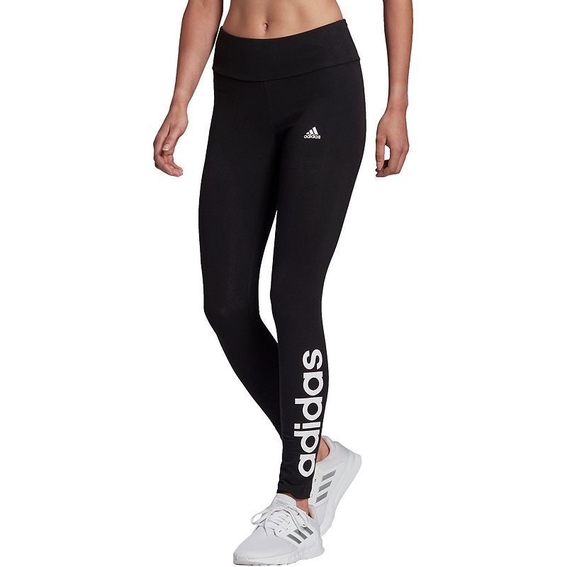 Womens adidas Linear Logo High-Waisted Leggings, Size: XS, Black