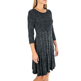 Women's Nina Leonard Pleated Skirt Fit & Flair Sweater Dress