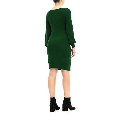 Women's Nina Leonard Balloon-Sleeve Sheath Sweater Dress