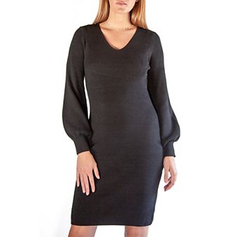 Women's Nina Leonard Balloon-Sleeve Sheath Sweater Dress