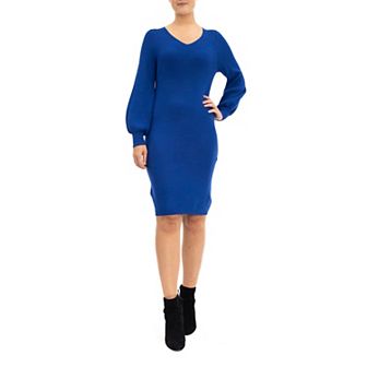 Women's Nina Leonard Balloon-Sleeve Sheath Sweater Dress