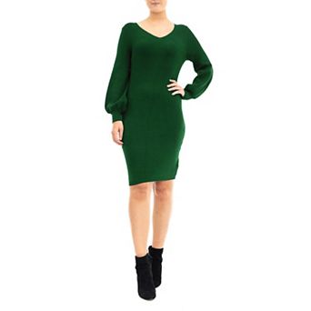 Women's Nina Leonard Balloon-Sleeve Sheath Sweater Dress