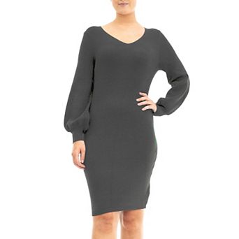 Women's Nina Leonard Balloon-Sleeve Sheath Sweater Dress
