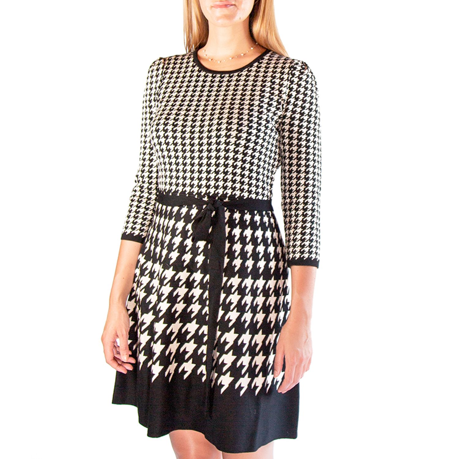 faux fur sleeve jumper dress